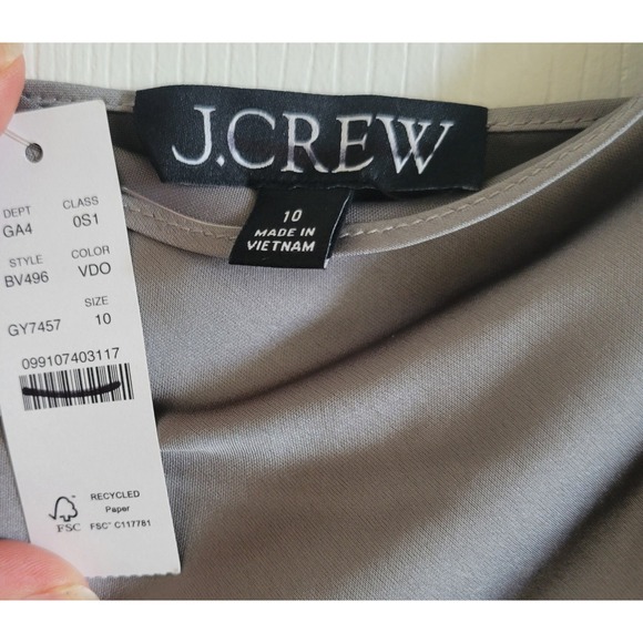 J.Crew Women's Gwyneth Slip Dress in Luster Charmeuse Midi Silver Dress 10 NWT - Picture 4 of 7